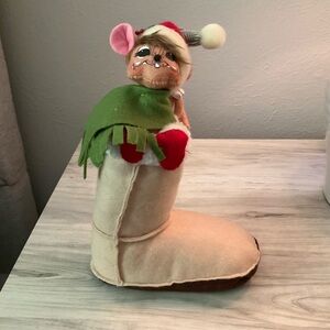 Annalee Christmas Mouse in a Boot